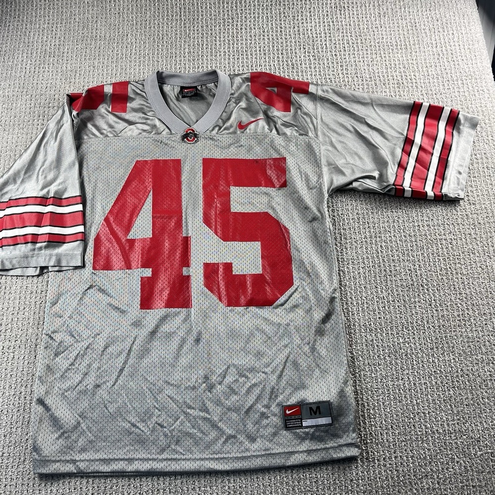 Nike Ohio State Buckeyes Jersey Men's Medium Gray Football Alternate #45 Vintage